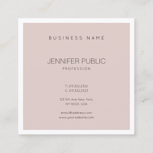 Zijde roze roze, moderne, feilbare luxeplap vierkante visitekaartje (Achterkant)