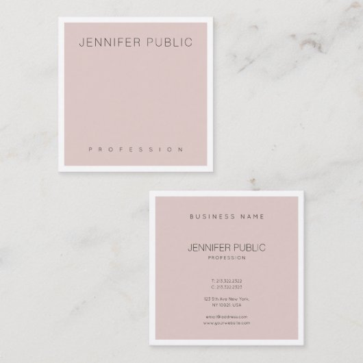 Zijde roze roze, moderne, feilbare luxeplap vierkante visitekaartje (Voorkant / Achterkant)