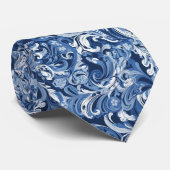 Zijde textuur in blauw en wit patroon stropdas (Opgerold)