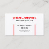 Zijde Trendy Moderne Elegant Simple Red White Visitekaartje (Voorkant)