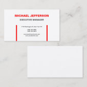 Zijde Trendy Moderne Elegant Simple Red White Visitekaartje (Voorkant / Achterkant)