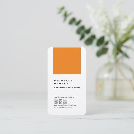 Zijde verticaal Elegant Uniek Modern sinaasappel W Visitekaartje (Staand voorkant)