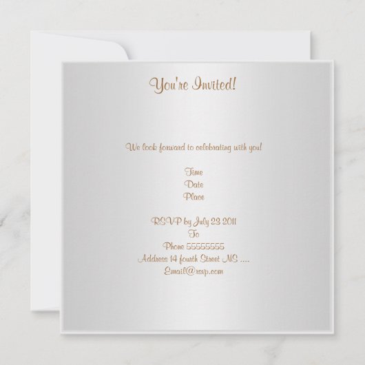 Zijde Witte 50e verjaardag van de gouden pearl Kaart (Achterkant)