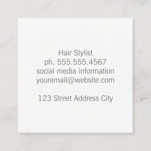 Zijdeachtig Goud Haarstylist II Vierkante Visitekaartje (Achterkant)