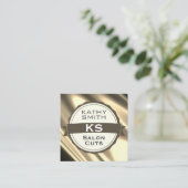 Zijdeachtig Goud Haarstylist II Vierkante Visitekaartje (Staand voorkant)
