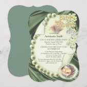 Zijdeachtig GROEN Pearl Baby shower Kaart (Voorkant / Achterkant)