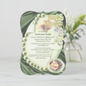 Zijdeachtig GROEN Pearl Baby shower Kaart (Staand voorkant)