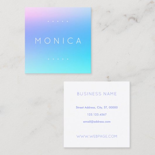 Zijdeachtig hemelsblauw vierkante visitekaartje (Voorkant / Achterkant)