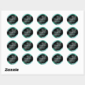 Zijdeachtig zwart Blauwgroen glitter dank u Logo Ronde Sticker (Vel)