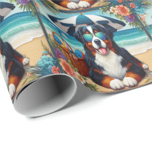 Zijdeachtige Berner Bliss: Koele Hond met Zonnebri Cadeaupapier
