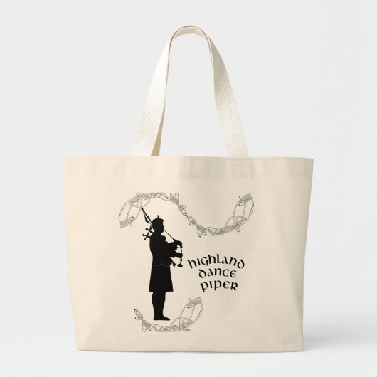 Zijdeachtige contour van een doedelzakspeler grote tote bag (Voorkant)