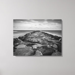 Zijdeachtige oceaan tegen het jetty canvas afdruk