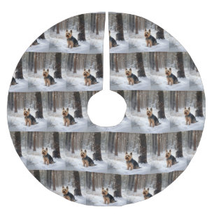 Zijdeachtige Terriër Laat het Sneeuwen Kerstmis  Kerstboom Rok