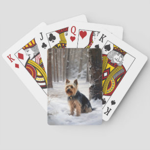 Zijdeachtige Terriër Laat het Sneeuwen Kerstmis  Pokerkaarten