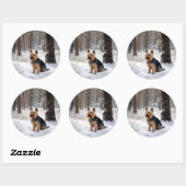 Zijdeachtige Terriër Laat het Sneeuwen Kerstmis  Ronde Sticker (Vel)