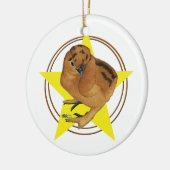 Zijdehoen Rode Kuiken Ster Keramisch Ornament (Links)