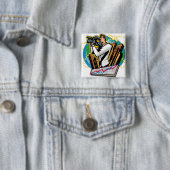 Zijdelings uitzicht van het man schieten vierkante button 5,1 cm (In situ)