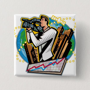 Zijdelings uitzicht van het man schieten vierkante button 5,1 cm