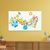 Zijdelings uitzicht van kinderen die op boomtak sp canvas afdruk (Insitu (Woonkamer))