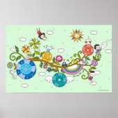 Zijdelings uitzicht van kinderen die op boomtak sp poster (Voorkant)