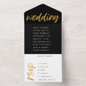 Zijdelingse golflengte van de zwarte gouden modern all in one uitnodiging (Binnen)