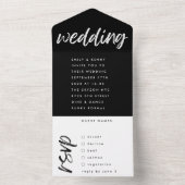 Zijdelingse golven zwarte moderne eenvoudige bruil all in one uitnodiging (Binnen)