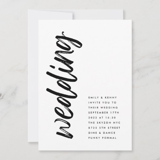 Zijdelingse golven zwarte moderne eenvoudige bruil kaart (Voorkant)