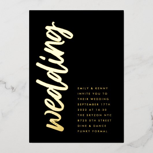 Zijdelingse wonden Onyx Weddenschap REAL GOLD Foil Folie Uitnodiging (Voorkant)