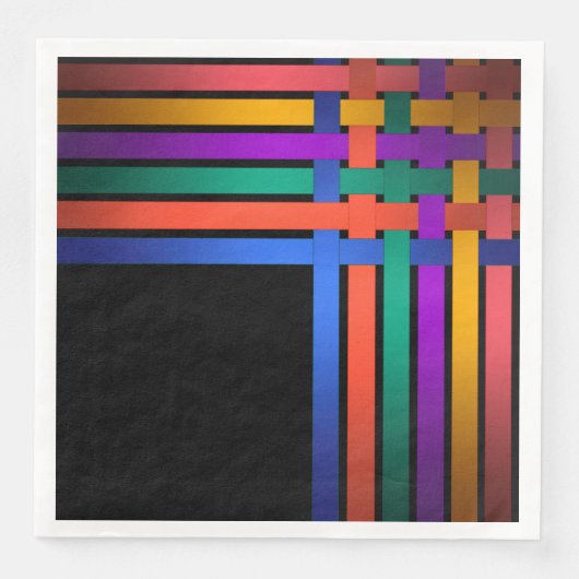 Zijdelinten lijnen zwart achtergrondpatroon helder servet (Voorkant)