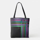 Zijdelinten lijnen zwart achtergrondpatroon helder tote bag (Achterkant)