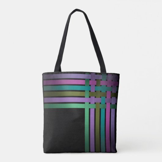 Zijdelinten lijnen zwart achtergrondpatroon helder tote bag (Achterkant)