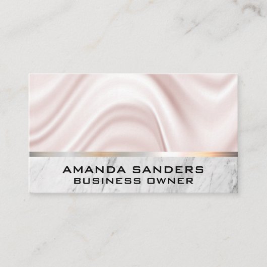 zijden draperie | Marmeren zilveren sierstrip Visitekaartje (Voorkant)