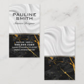 zijden draperie | Zwart Goud Marmer Visitekaartje (Voorkant / Achterkant)