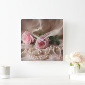 Zijden Roos Vierkante Klok (Huis)