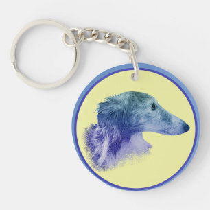 Zijden Windhound Ster Sleutelhanger