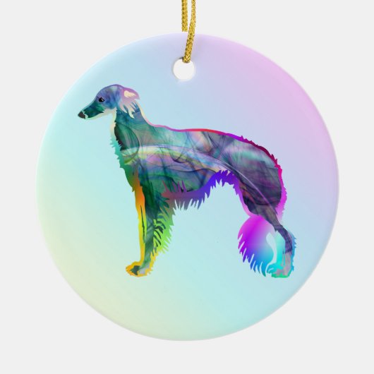 Zijden Windhound - Wazig Keramisch Ornament (Voorkant)