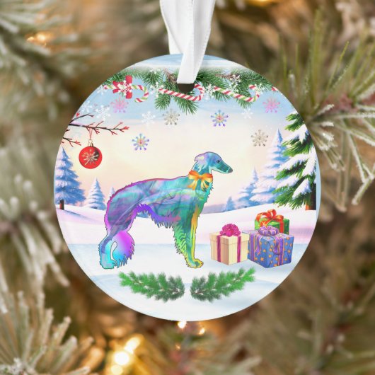 Zijden Windhound X-mas Ornament (Boom)