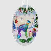 Zijden Windhound X-mas Ornament (voorkant)
