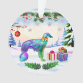 Zijden Windhound X-mas Ornament (voorkant)