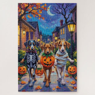 Zijden Windhoundhonden in Halloween-kostuums Legpuzzel