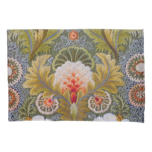 Zijdergroene borduurkunst kussensloop (Voorkant)