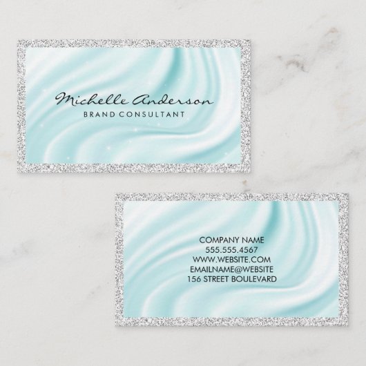 Zijdermateriaal | Sparkle | Glitter Visitekaartje (Voorkant / Achterkant)