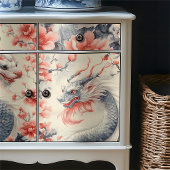 Zijderoute Draak | Roze Bloemige Fijne Kunst Decou Tissuepapier
