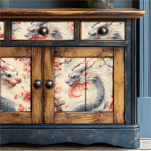 Zijderoute Draak   Roze Bloemige Fijne Kunst Decou Tissuepapier