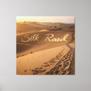 Zijderoute Woestijn Landschap Typografie Kunst Canvas Afdruk