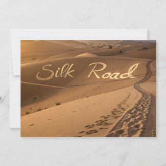 Zijderoute Woestijn Landschap Typografie Kunst Feestdagenkaart