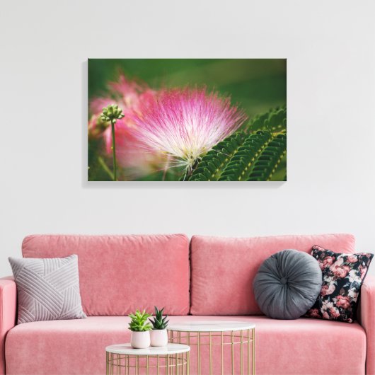 Zijderoze Mimosa Canvas Afdruk (Insitu (Woonkamer))