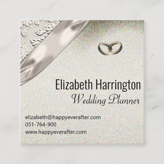 Zijderribbon, kant-en-klare moderne bruiloft vierkante visitekaartje (Voorkant)