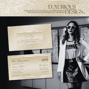 Zijderriemslang Patroon met Monogram en Logo Visitekaartje