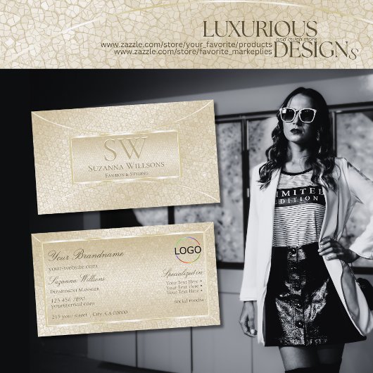 Zijderriemslang Patroon met Monogram en Logo Visitekaartje